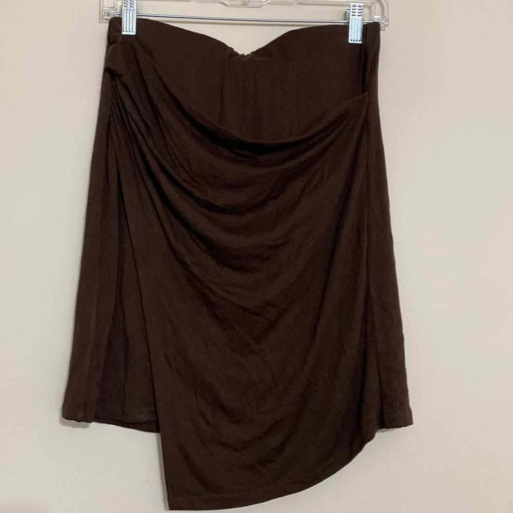 Vince Falda fruncida Brown Women Skirt S asymmetrical pull on elastic event Y2K - Picture 7 of 9